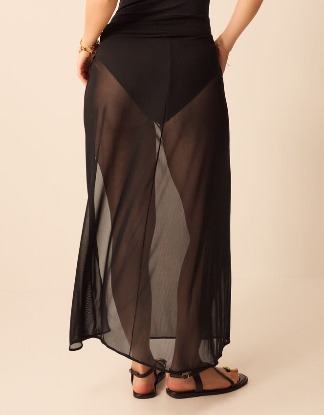 Knot Wrap Sarong Skirt, Black (BLACK), large