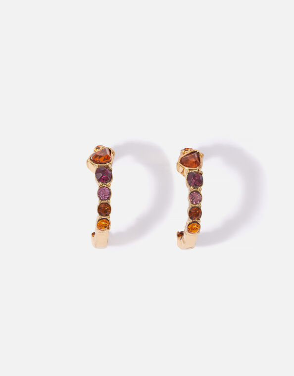Amber Eclectic Stone Hoops, , large