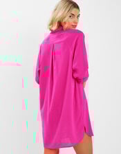 Long Sleeve Beach Cover Up Shirt, Pink (PINK), large