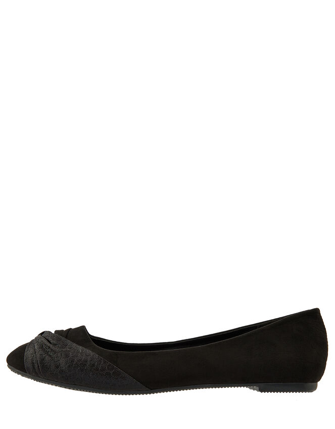 Twist Ballerina Flat Shoes, Black (BLACK), large
