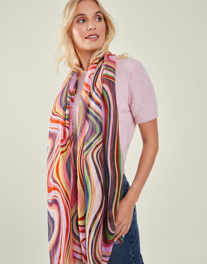 Lightweight Swirl Print Scarf, Multi (BRIGHTS MULTI), large