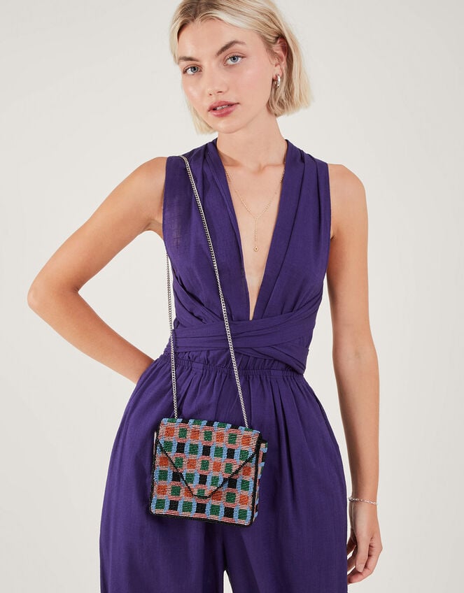 Geometric Beaded Chain Bag, , large
