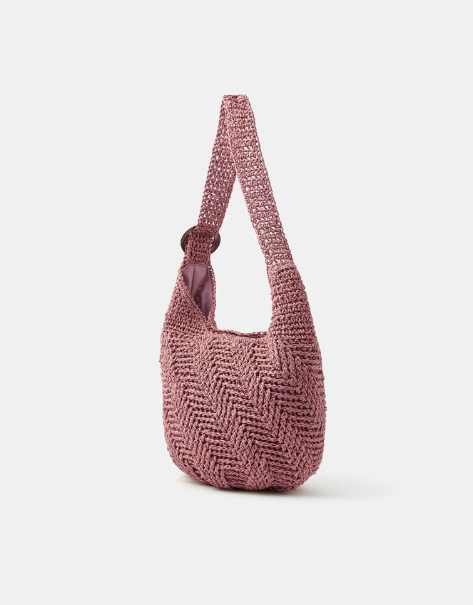 Slouchy Raffia Crossbody Bag, , large