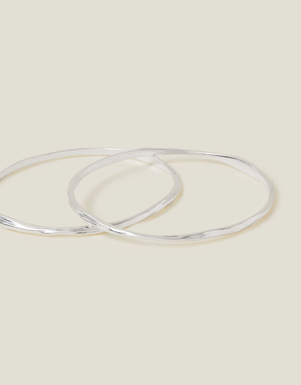 2-Pack Sterling Silver-Plated Molten Bangles, , large