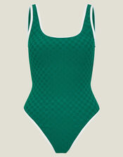 Texture Checkerboard Swimsuit, Teal (TEAL), large
