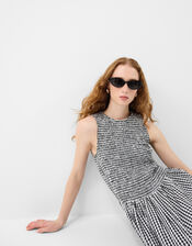 Oval Resin Sunglasses, Black (BLACK), large