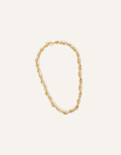 14ct Gold-Plated Pearly Bead Rope Chain Necklace, , large