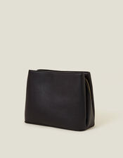 Faux Leather Webbing Strap Crossbody Bag, Black (BLACK), large