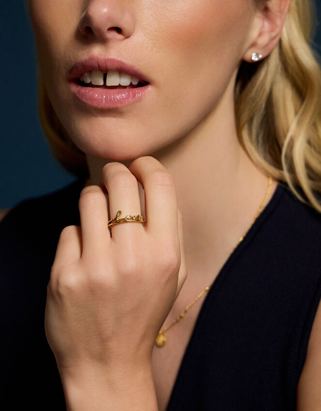 14ct Gold-Plated Love Ring, Gold (GOLD), large