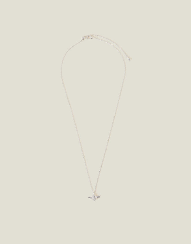 Sterling Silver-Plated Bee Pendant Necklace, , large