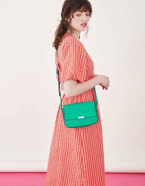Straight Flap Saddle Cross-Body Bag, Green (GREEN), large