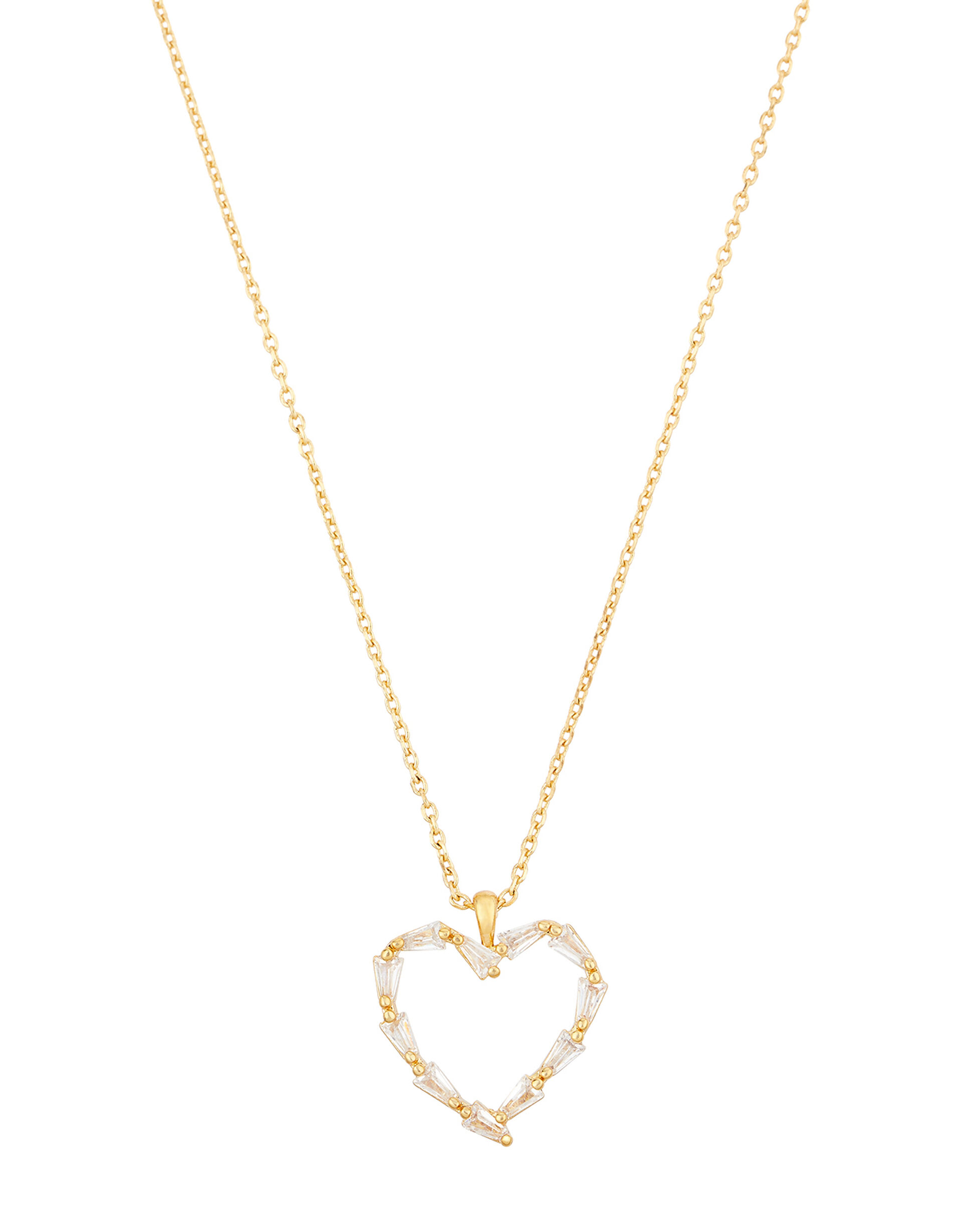 Baguette Love Heart Pendant Necklace, , large