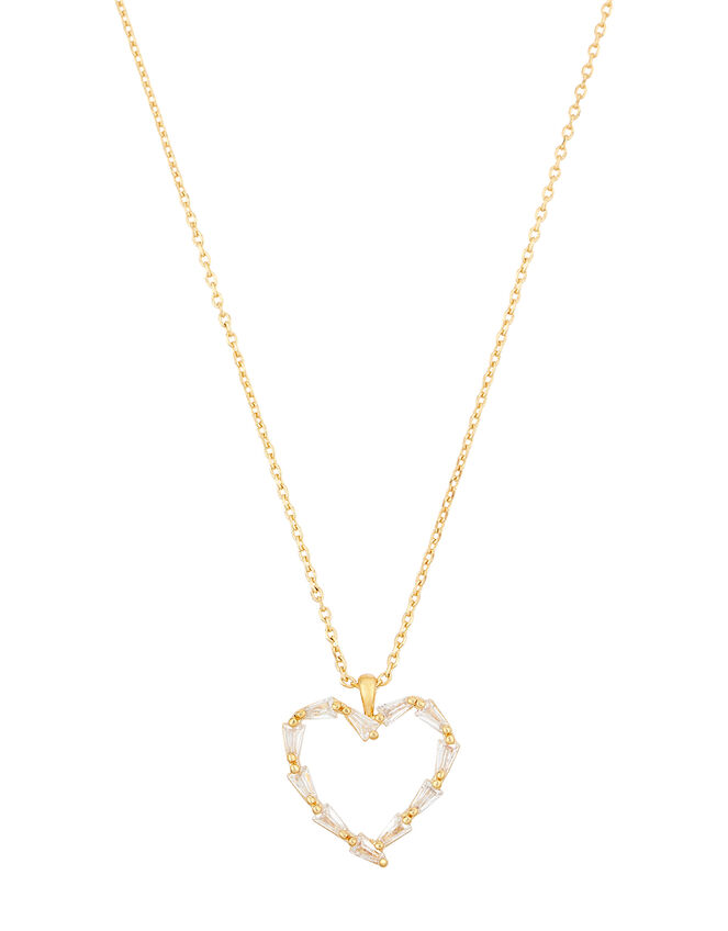 Baguette Love Heart Pendant Necklace, , large