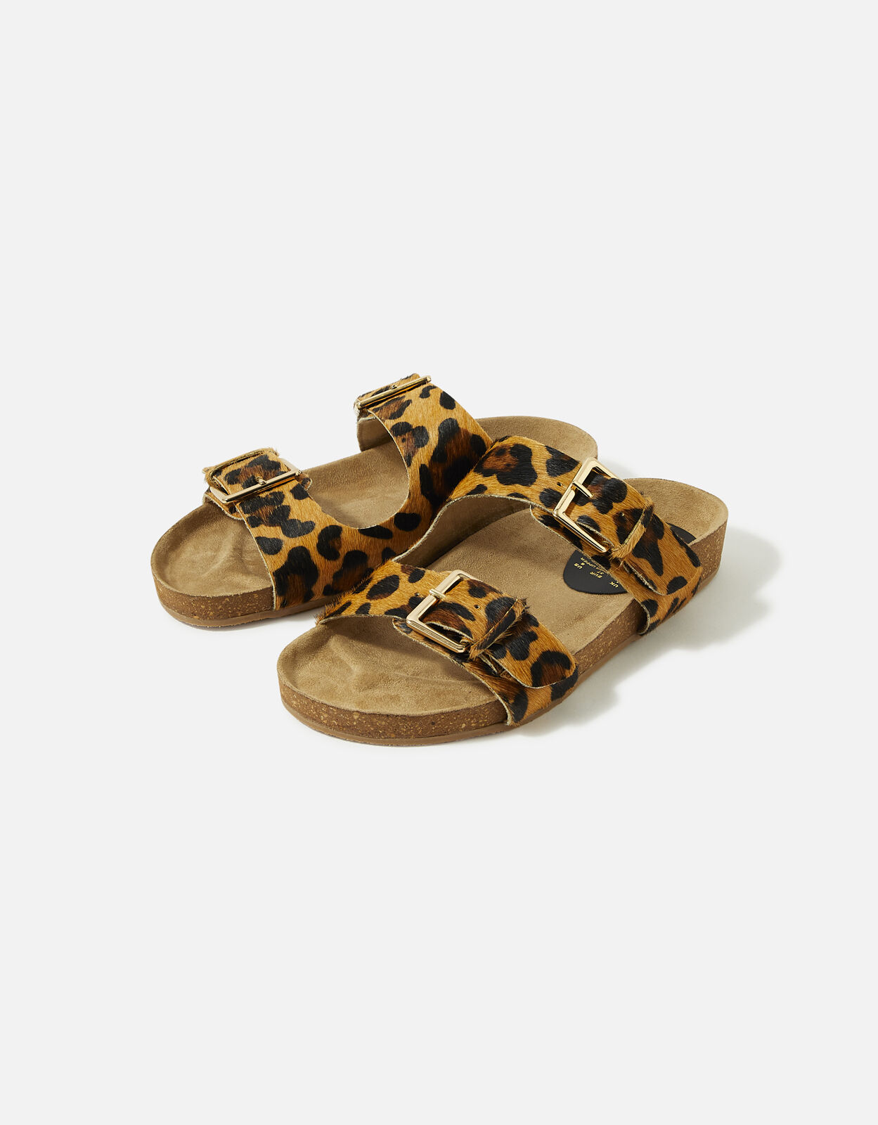 Leopard Buckle Footbed Sandals Leopard