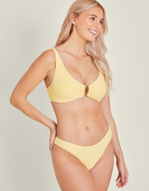 Gingham Bikini Top, Yellow (YELLOW), large