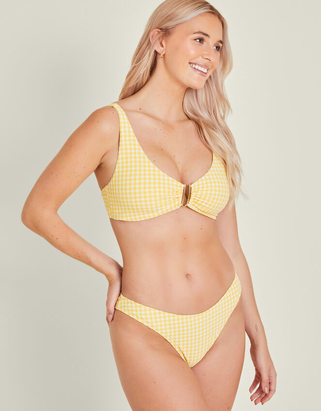 Gingham Bikini Top, Yellow (YELLOW), large
