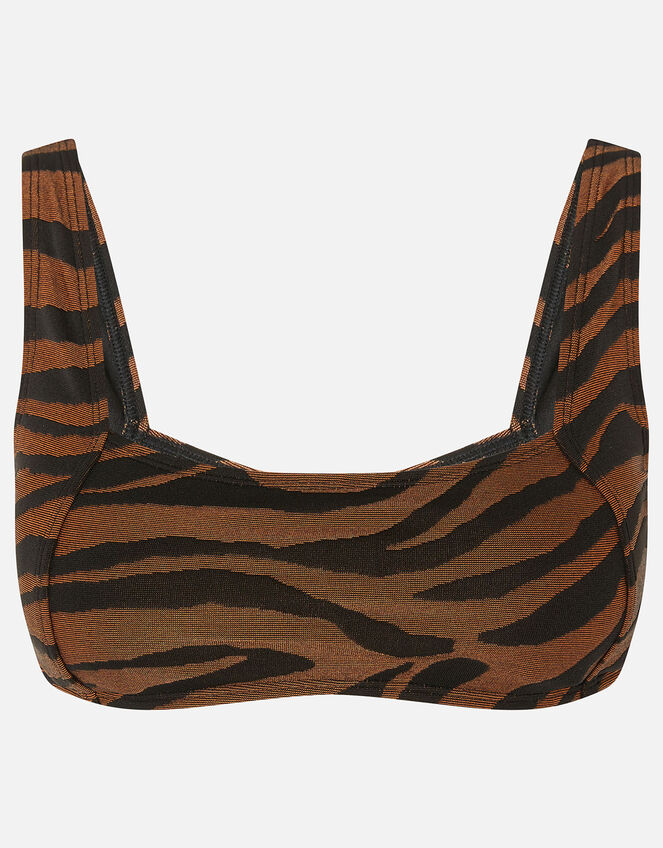 Tiger Square Neck Bandeau Bikini Top, Orange (RUST), large