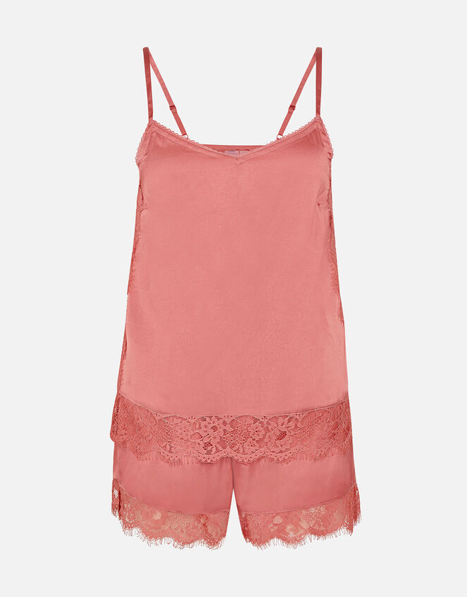 Lace and Satin PJ Set, Pink (PALE PINK), large