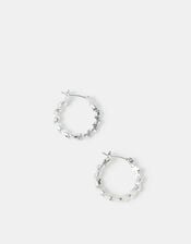 Sterling Silver-Plated Diamond Cut Hoop Earrings, , large