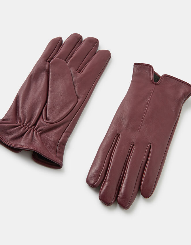 Luxe Leather Gloves, Red (BURGUNDY), large