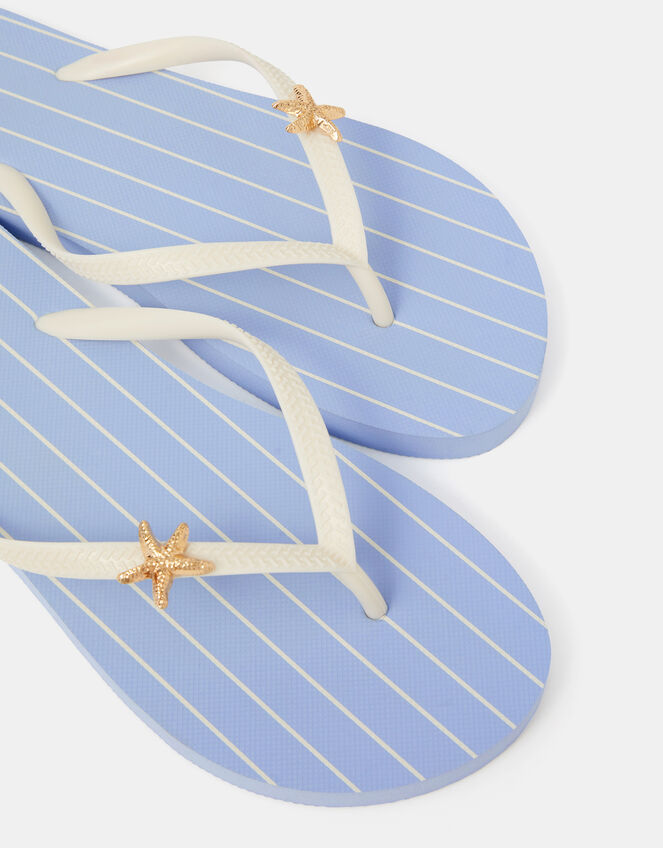 Stripe Starfish Flip Flops, Blue (BLUE), large
