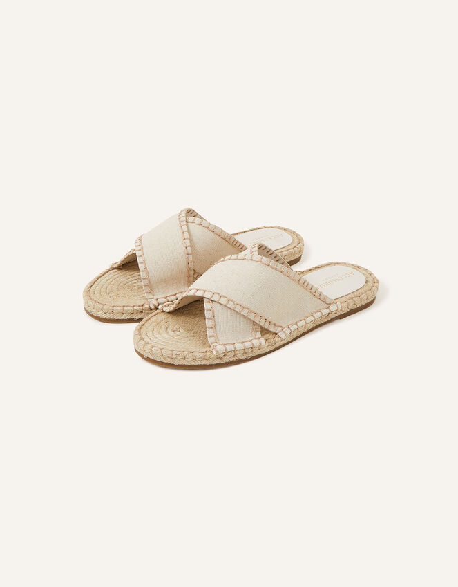 Crossover Strap Espadrille Sandals, Natural (NATURAL), large