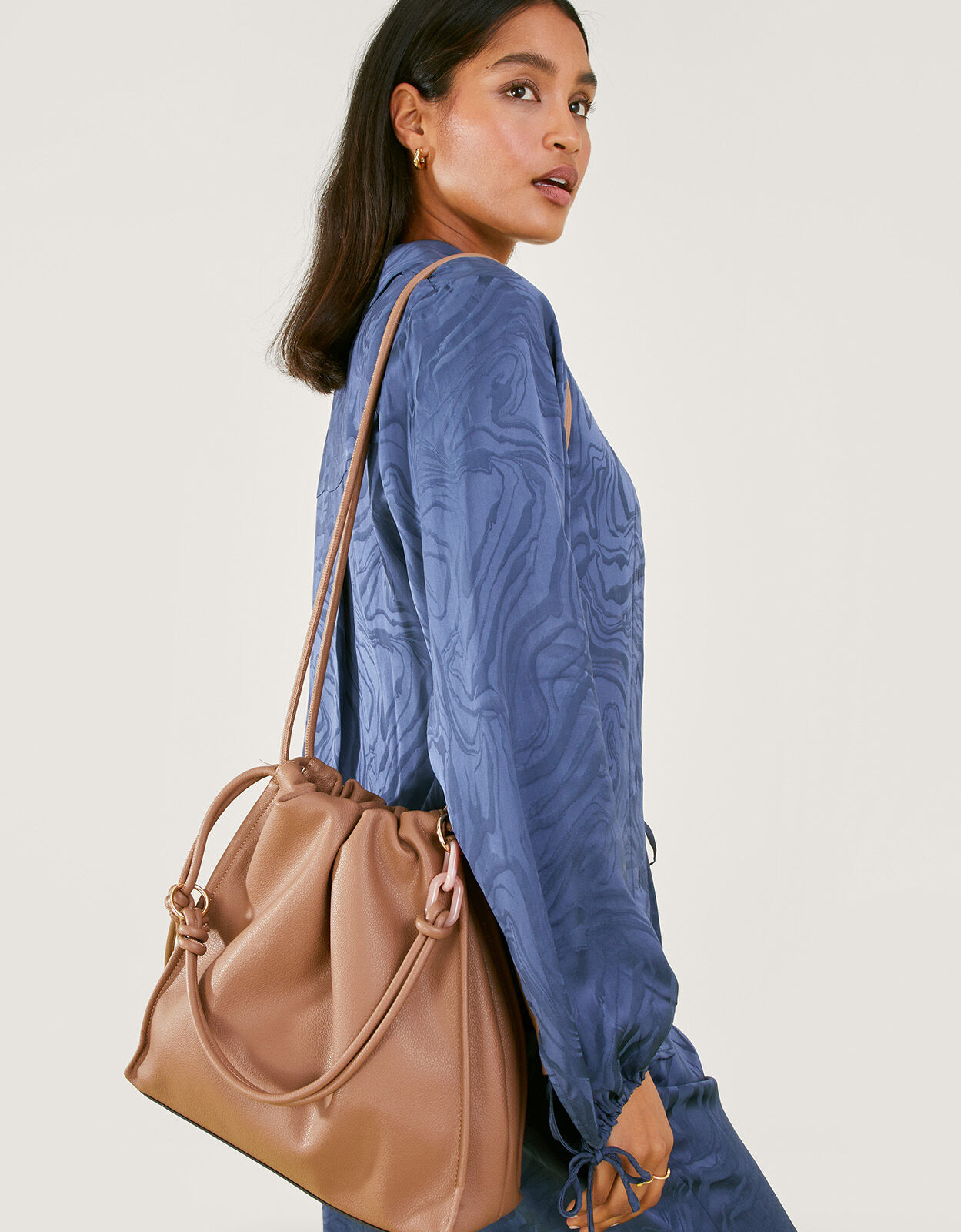 Ruched shop shoulder bag