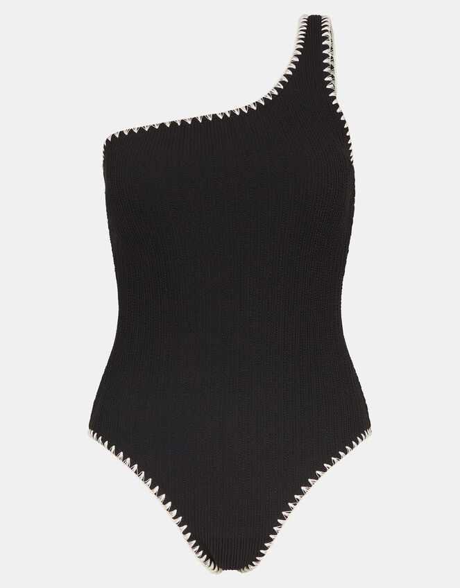 One-Shoulder Shaping Swimsuit, Black (BLACK), large