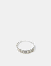 Sterling Silver Diamanté Encrusted Ring, Silver (ST SILVER), large