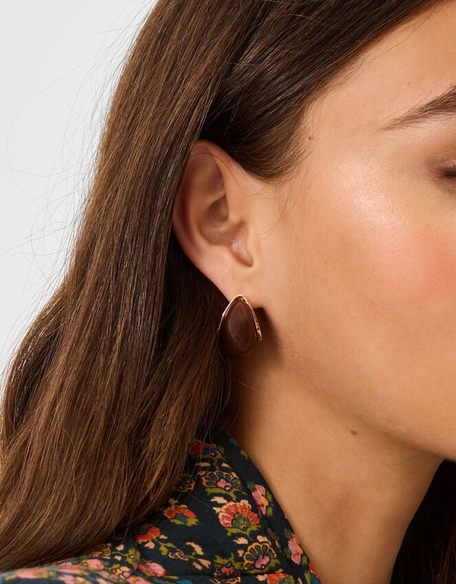 Resin Curve Teardrop Earrings, , large