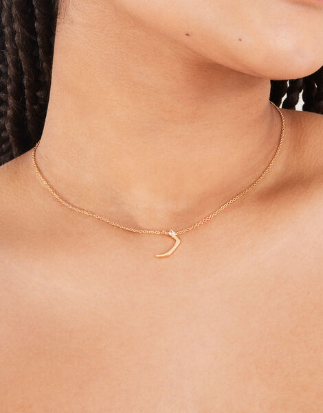 14ct Gold-Plated Arabic Initial Pendant Necklace - Z (Zaa), , large