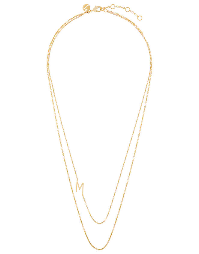 Gold-Plated Double Chain Initial Necklace - M, , large