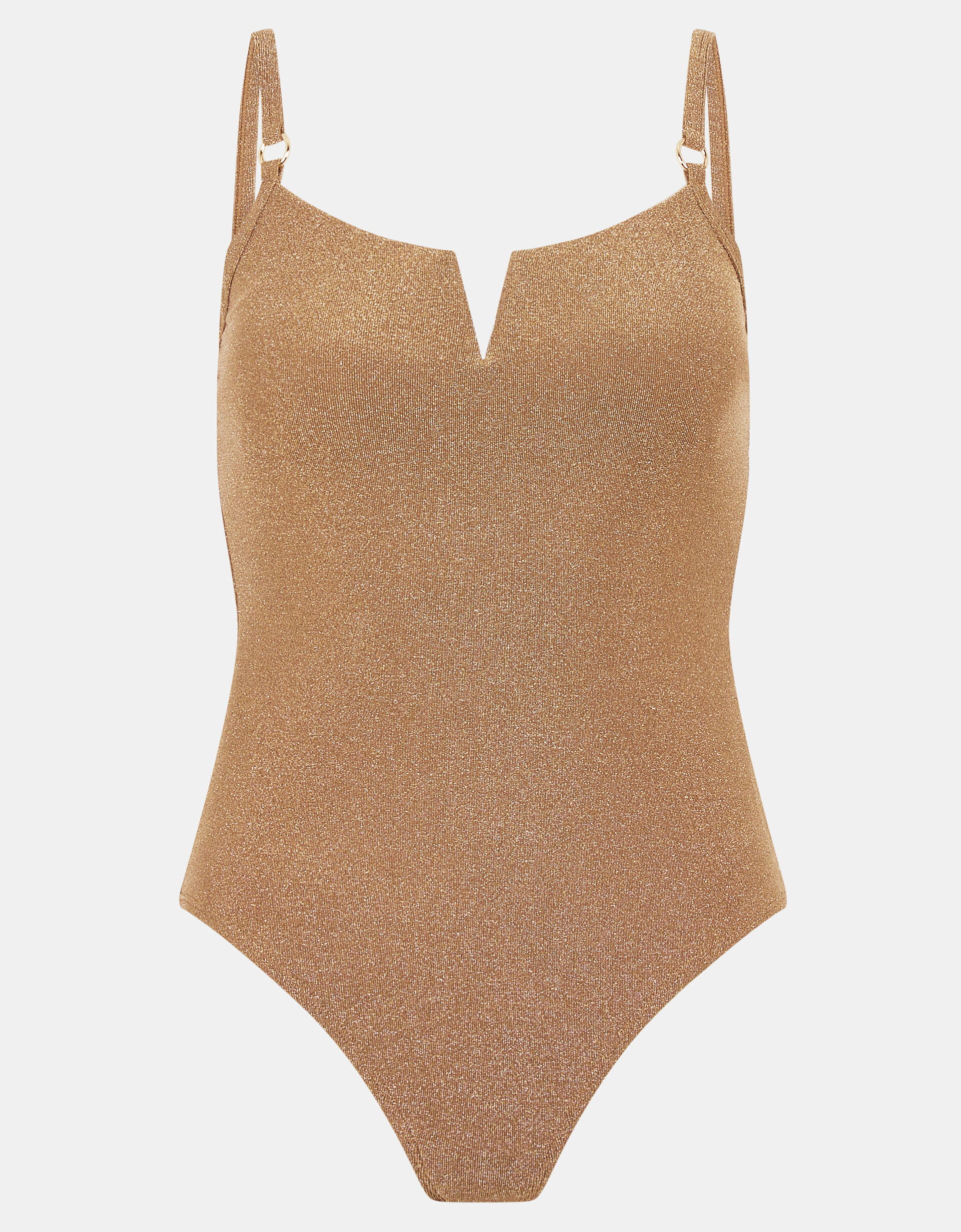 V-Front Shimmer Swimsuit , Gold (GOLD), large