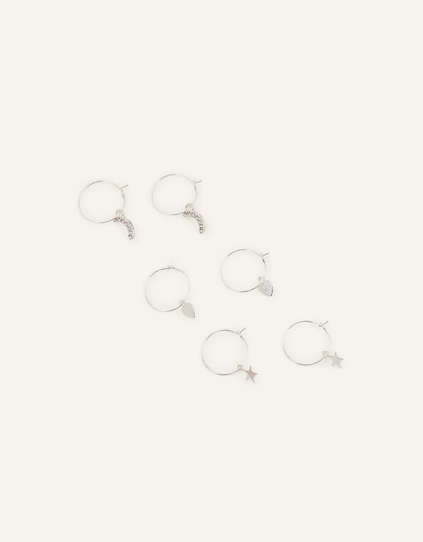 Star and Moon Hoop Earring Set of Three, , large