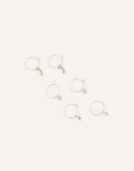 Star and Moon Hoop Earring Set of Three, , large