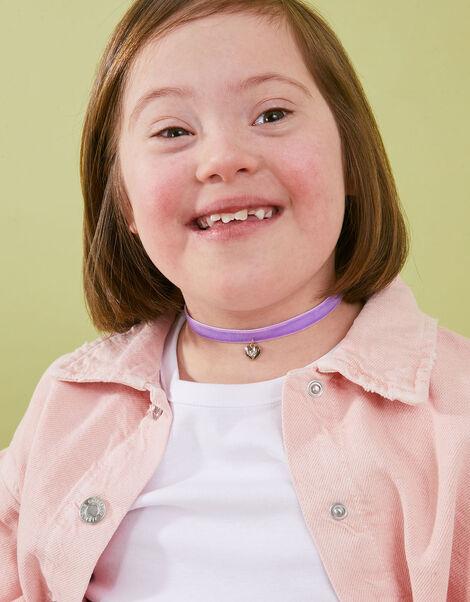 Girls Velvet Heart Choker, , large