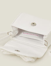 Girls Patent Diamante Bow Bag, Ivory (IVORY), large