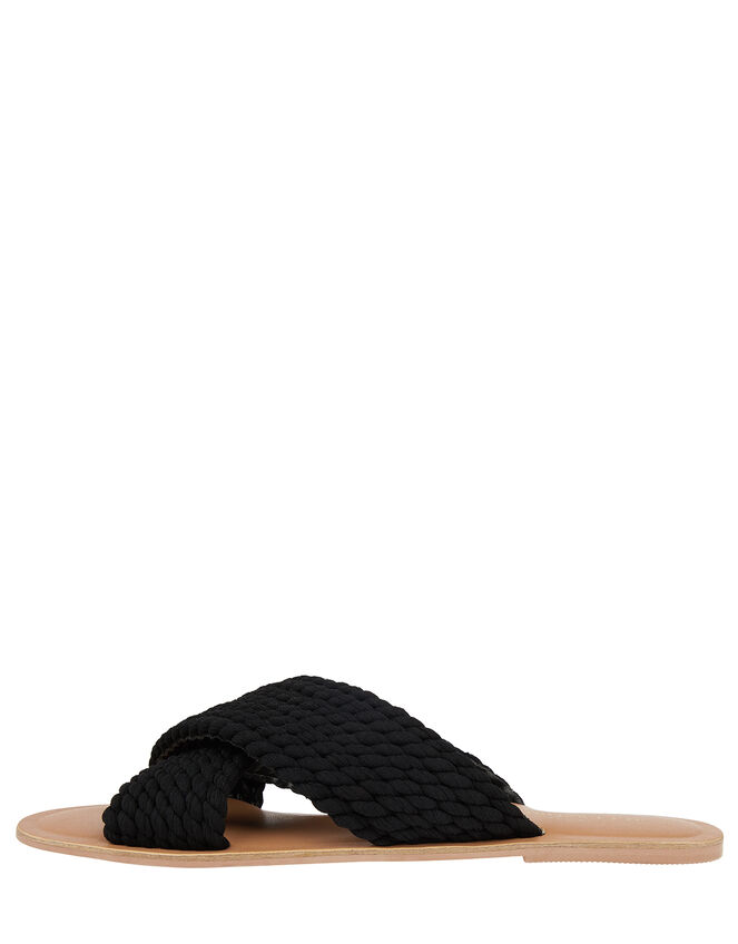 Woven Cross-Over Sliders, Black (BLACK), large