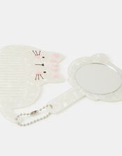 Girls Cat Mirror & Comb Set, , large