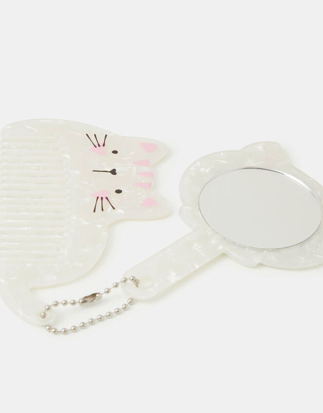 Girls Cat Mirror & Comb Set, , large