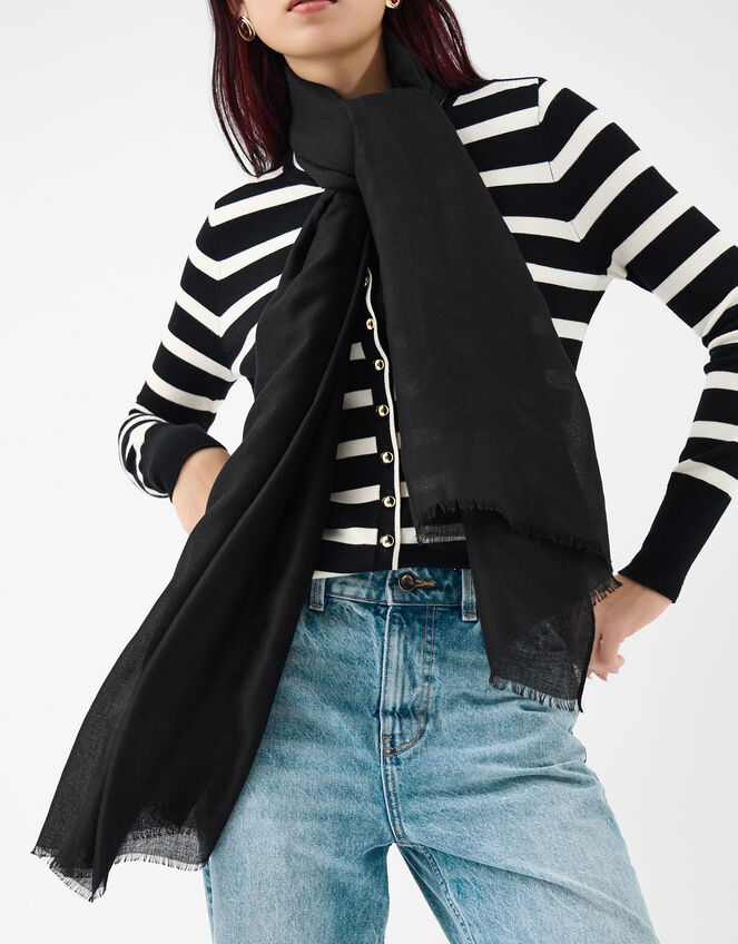 Lightweight Plain Scarf, Black (BLACK), large