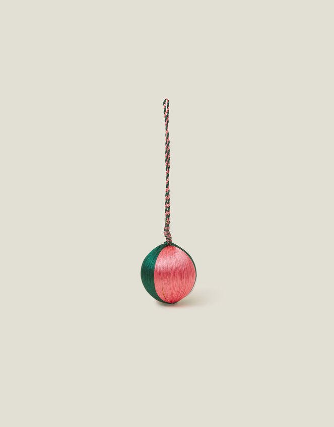 Satin Stripe Bauble, Green (GREEN), large