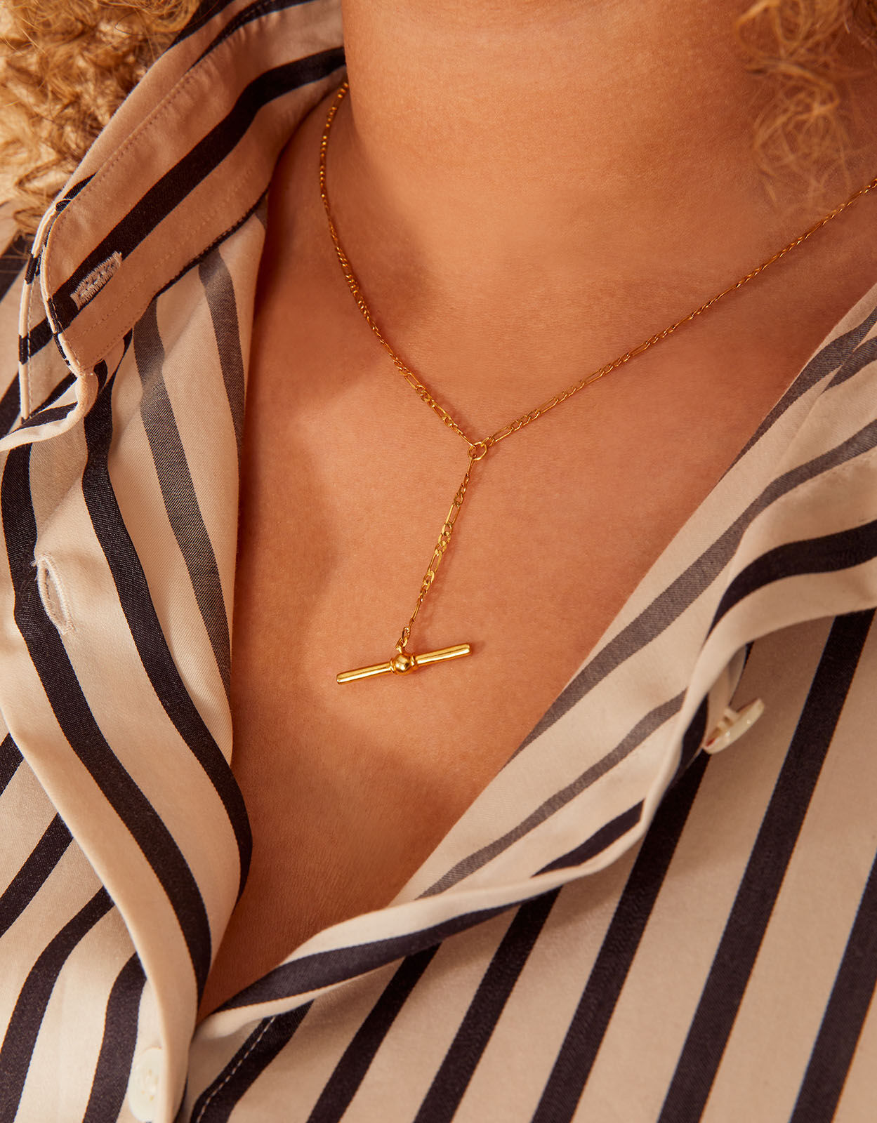 Gold Plated Heirloom T Bar Chain Necklace