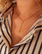Gold-Plated Heirloom T-Bar Chain Necklace, , large