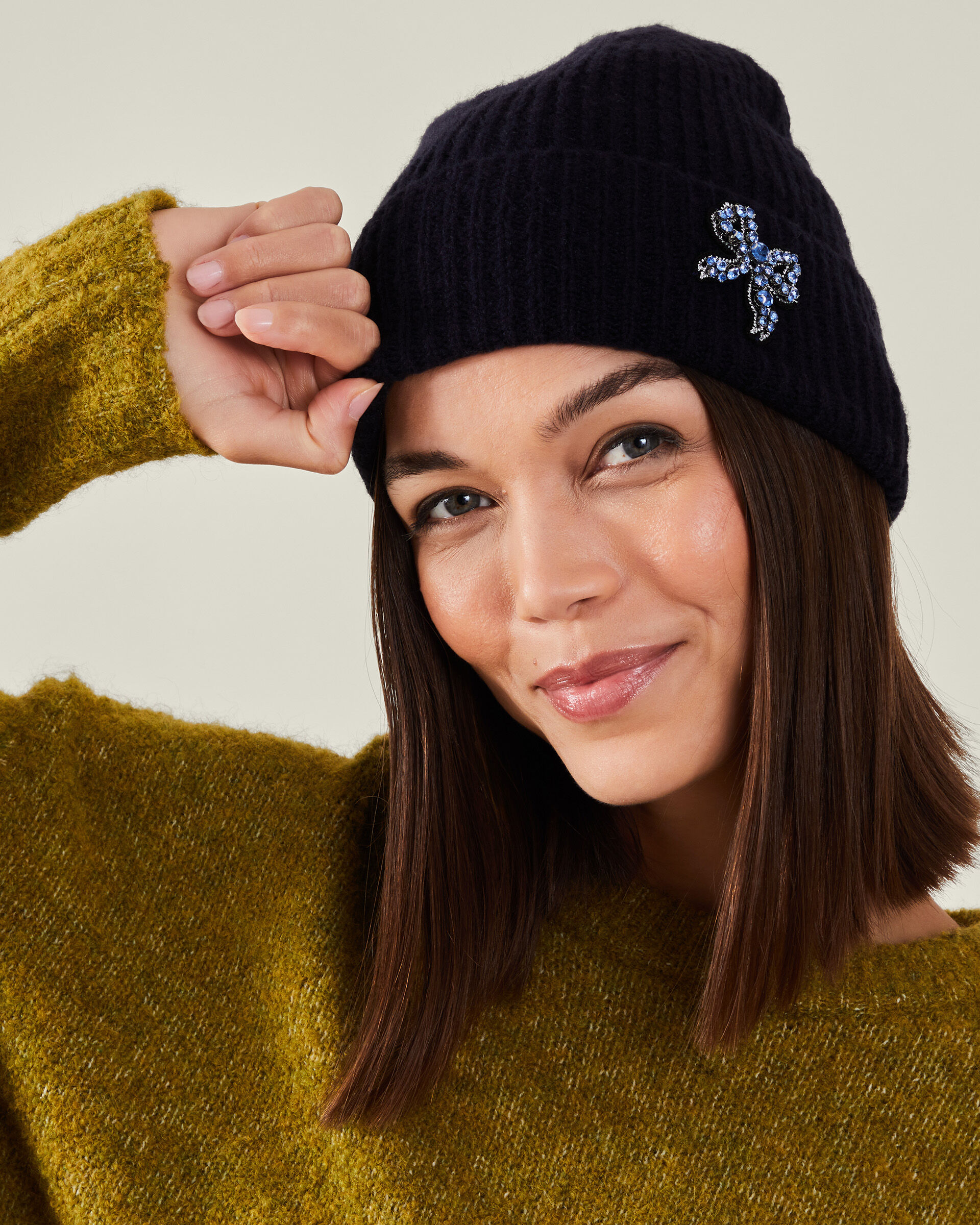 Embellished Bow Beanie Hat Hats Accessorize UK
