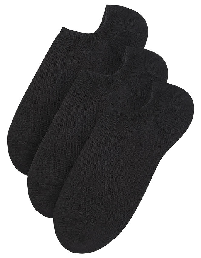 3pk Basic Bamboo Trainer Socks, Black (BLACK), large