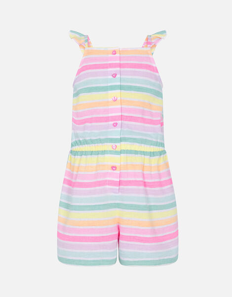 Girls Rainbow Stripe Playsuit  Multi, Multi (BRIGHTS-MULTI), large