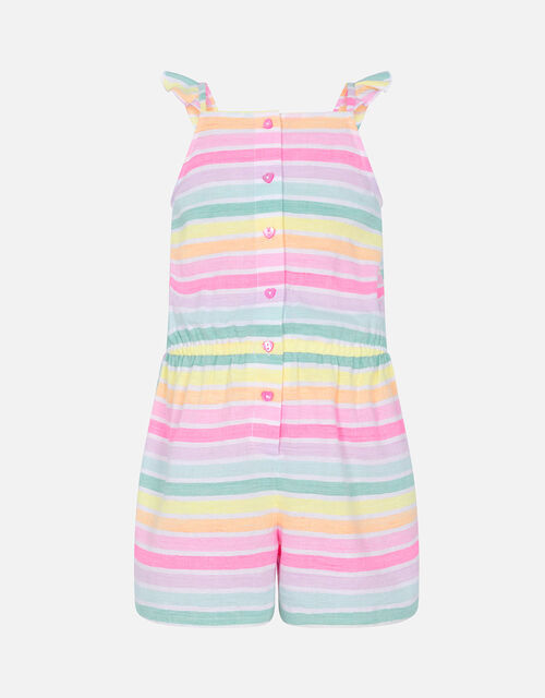 Girls Rainbow Stripe Playsuit , Multi (BRIGHTS-MULTI), large