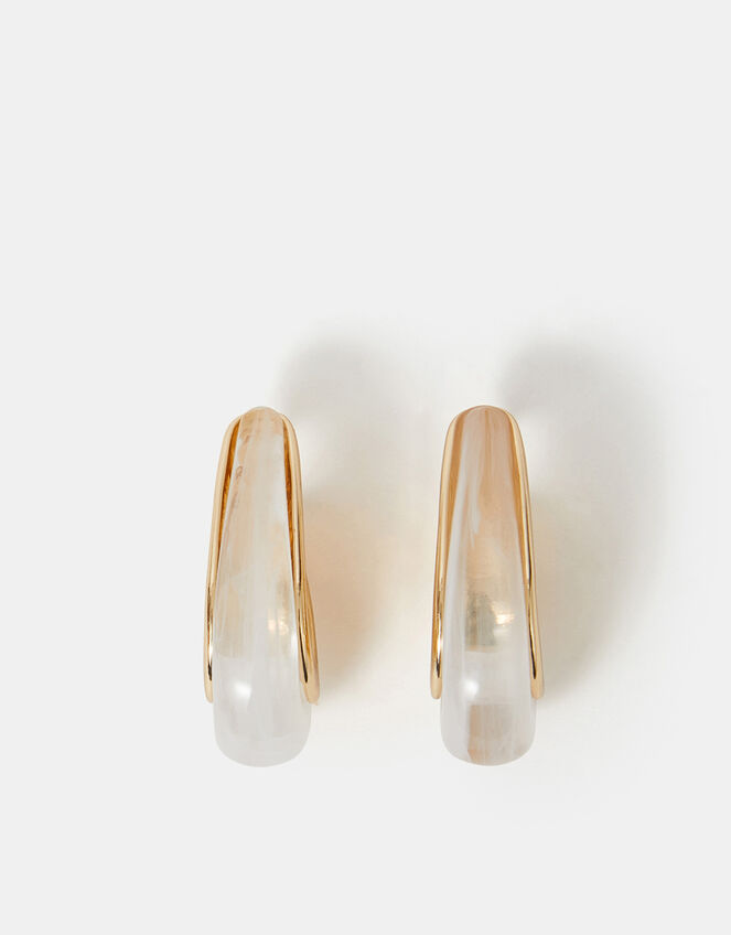 Oval Resin Hoop Earrings, , large