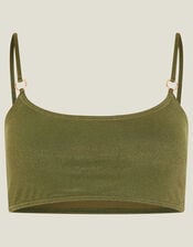 Shimmer Bikini Top, Green (KHAKI), large